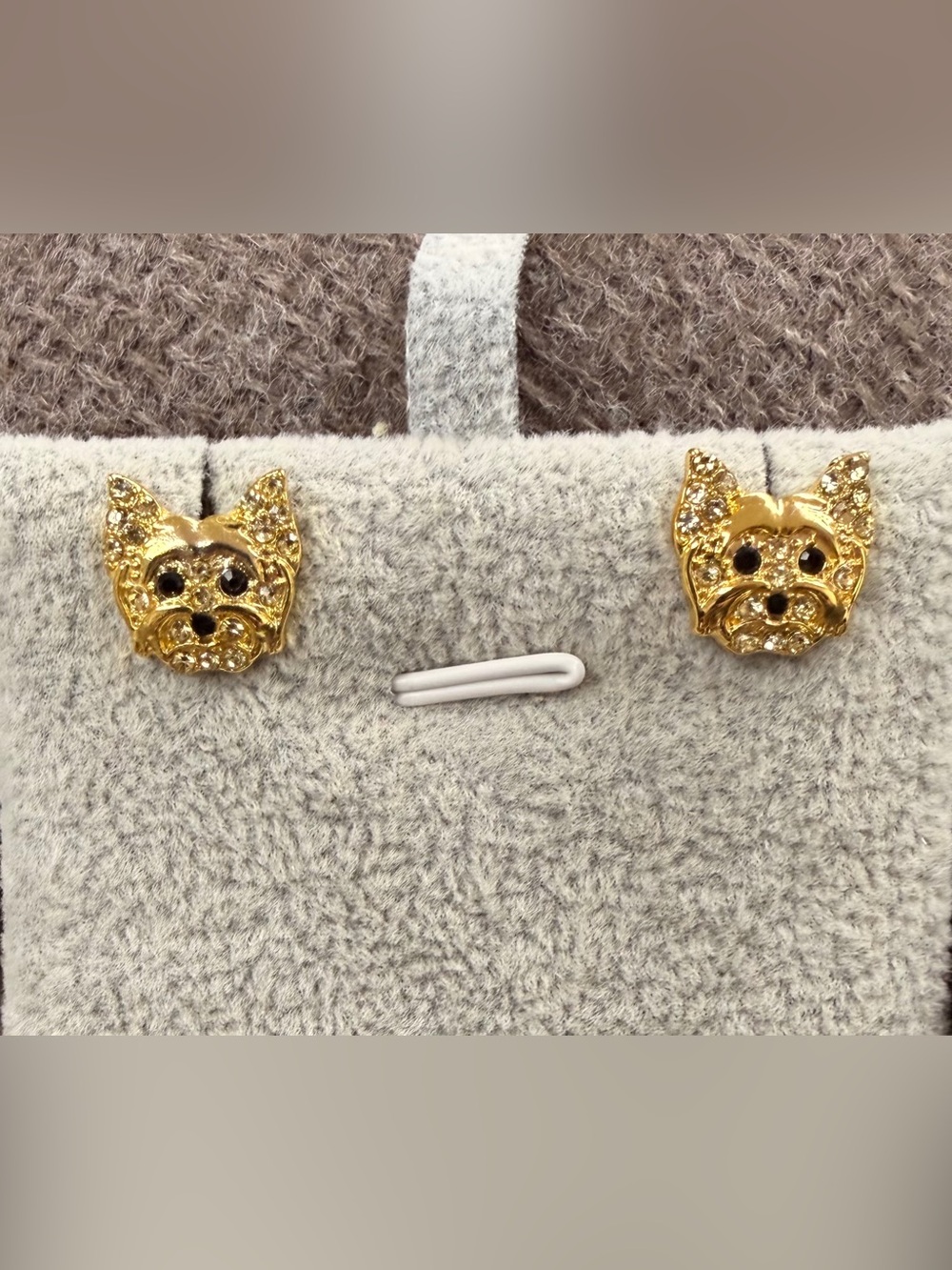 🍀3/$30 Gold Crystal Dog Face Stud Earrings for Women